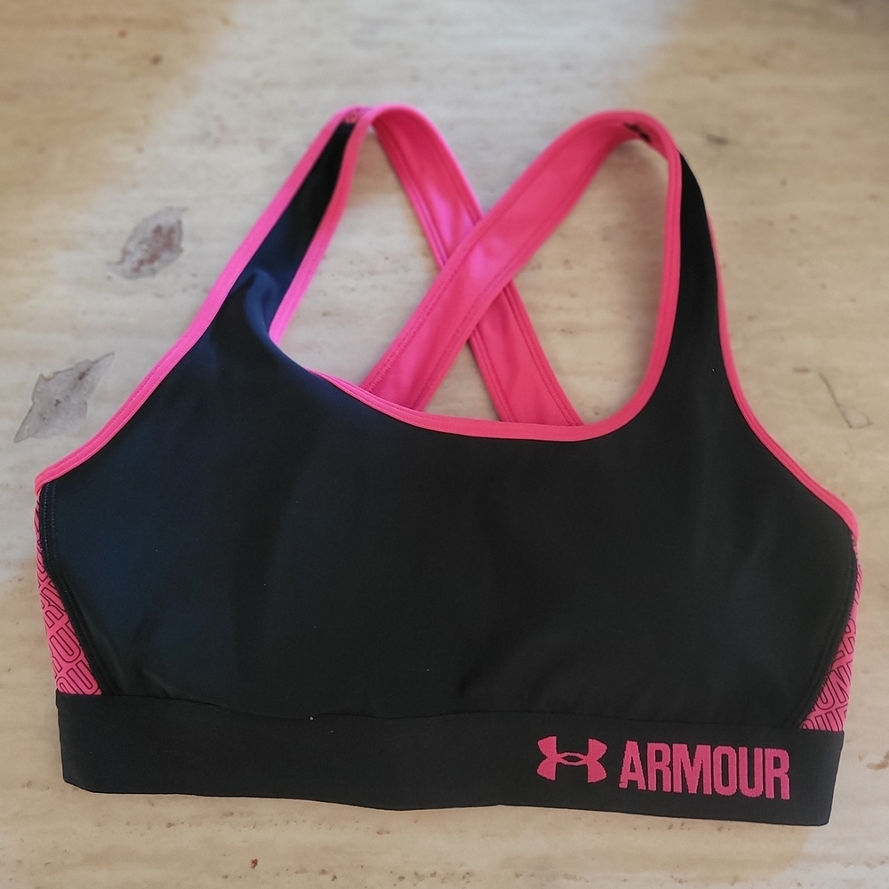 Under Armour Black and Pink Sports Bra